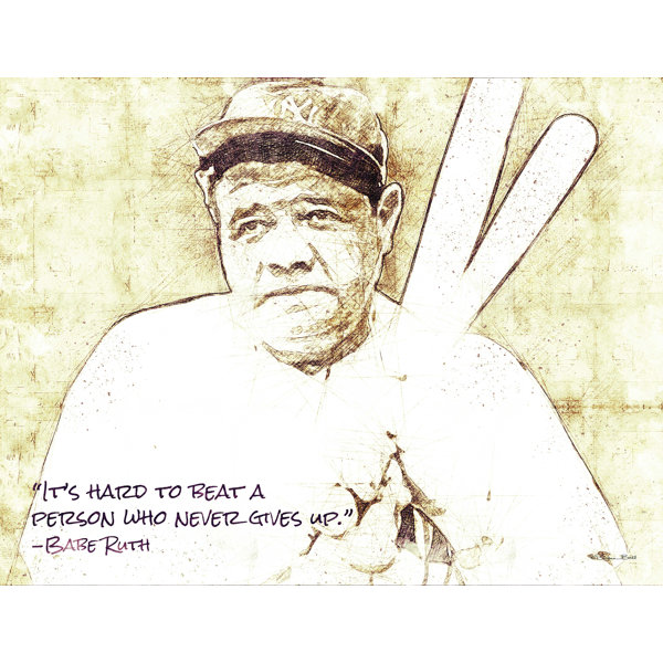 Wildon Home® Babe Ruth Sketch - Wrapped Canvas Print | Wayfair